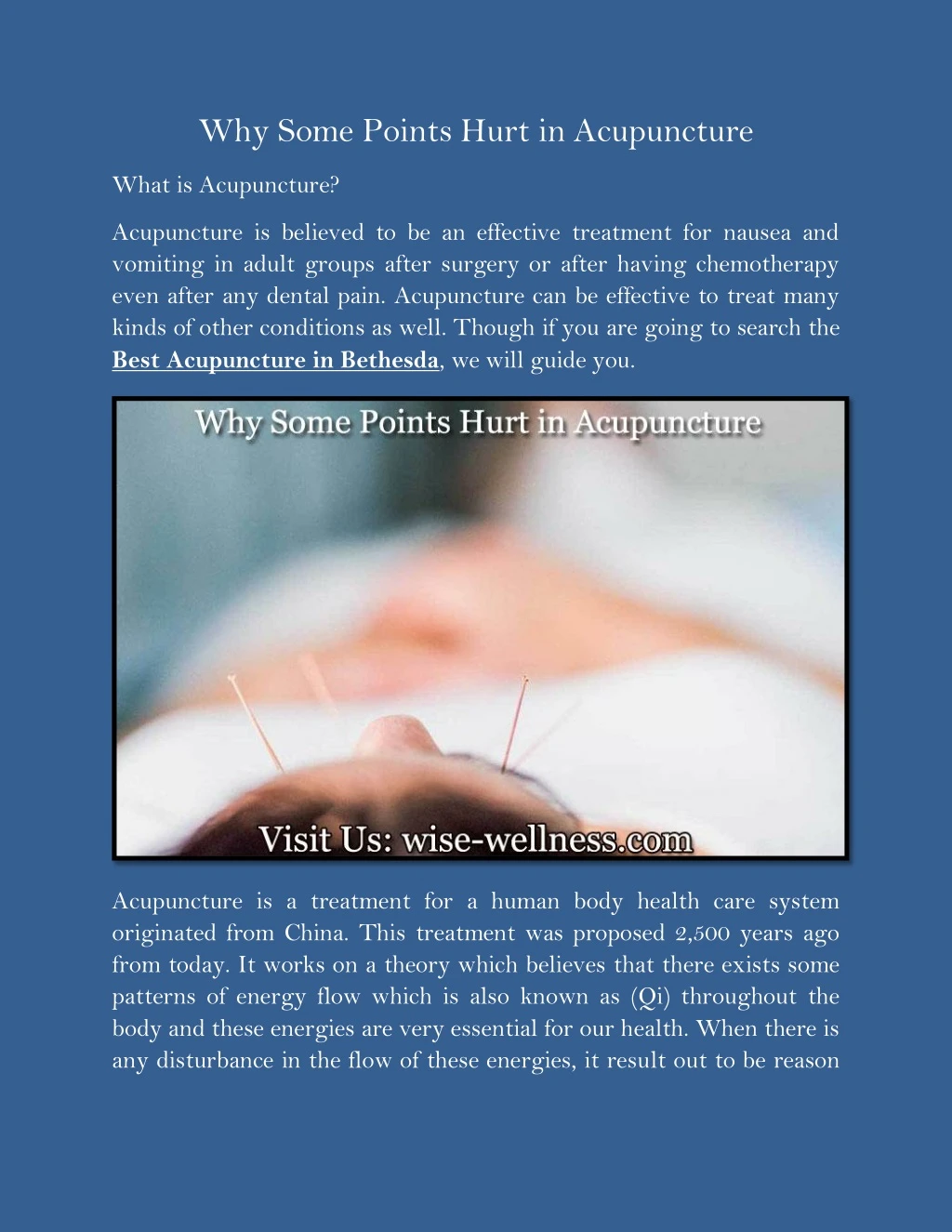 why some points hurt in acupuncture
