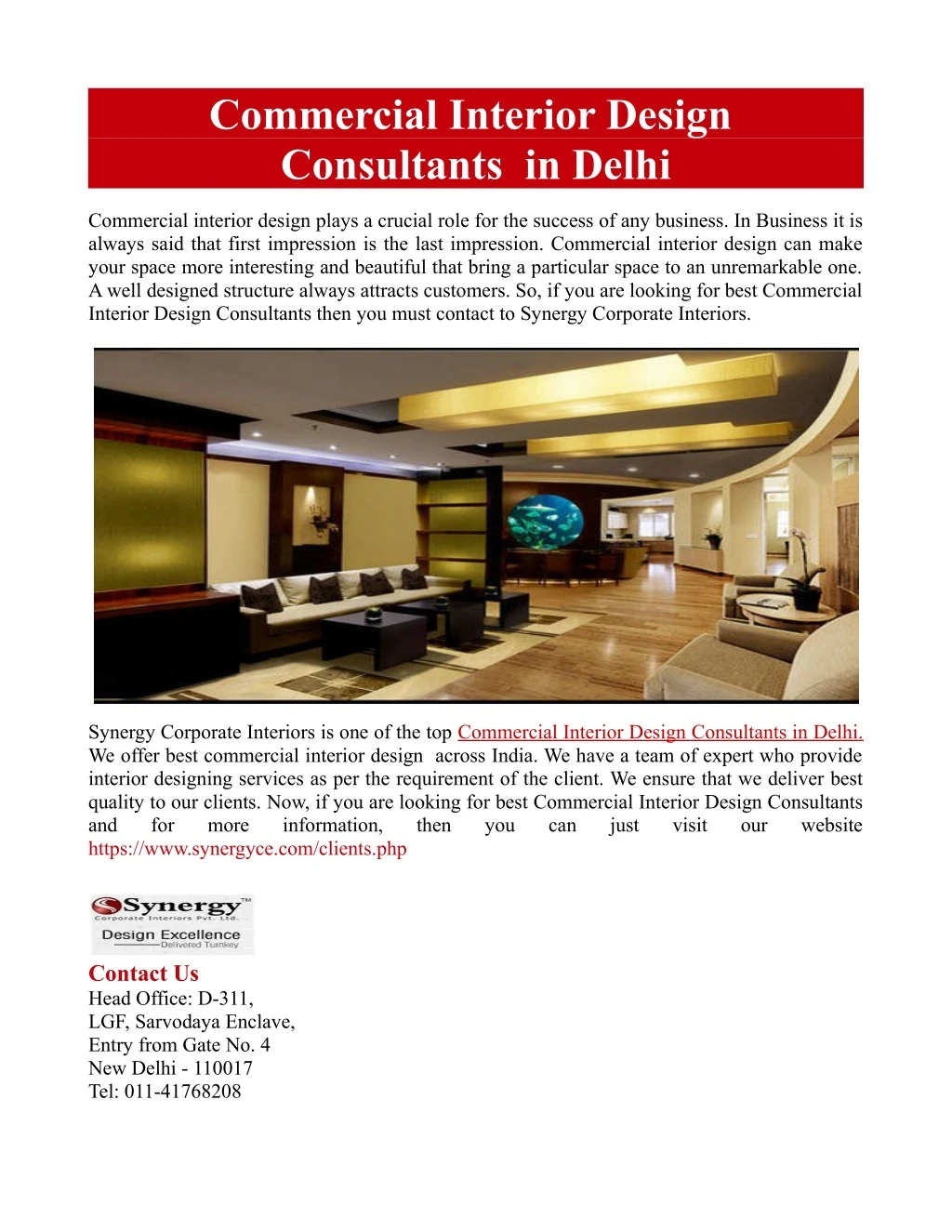 commercial interior design consultants in delhi