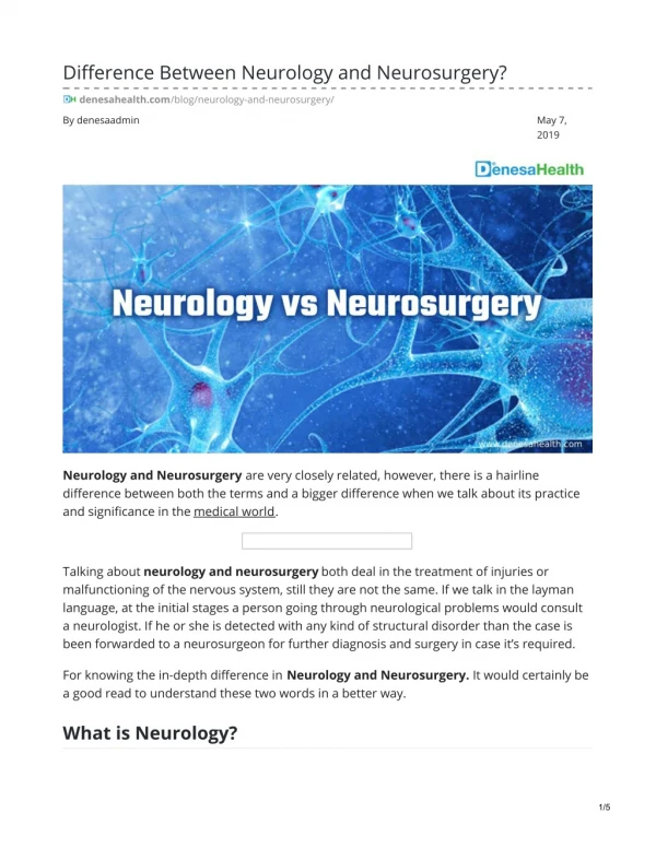 Difference Between Neurology And Neurosurgery?