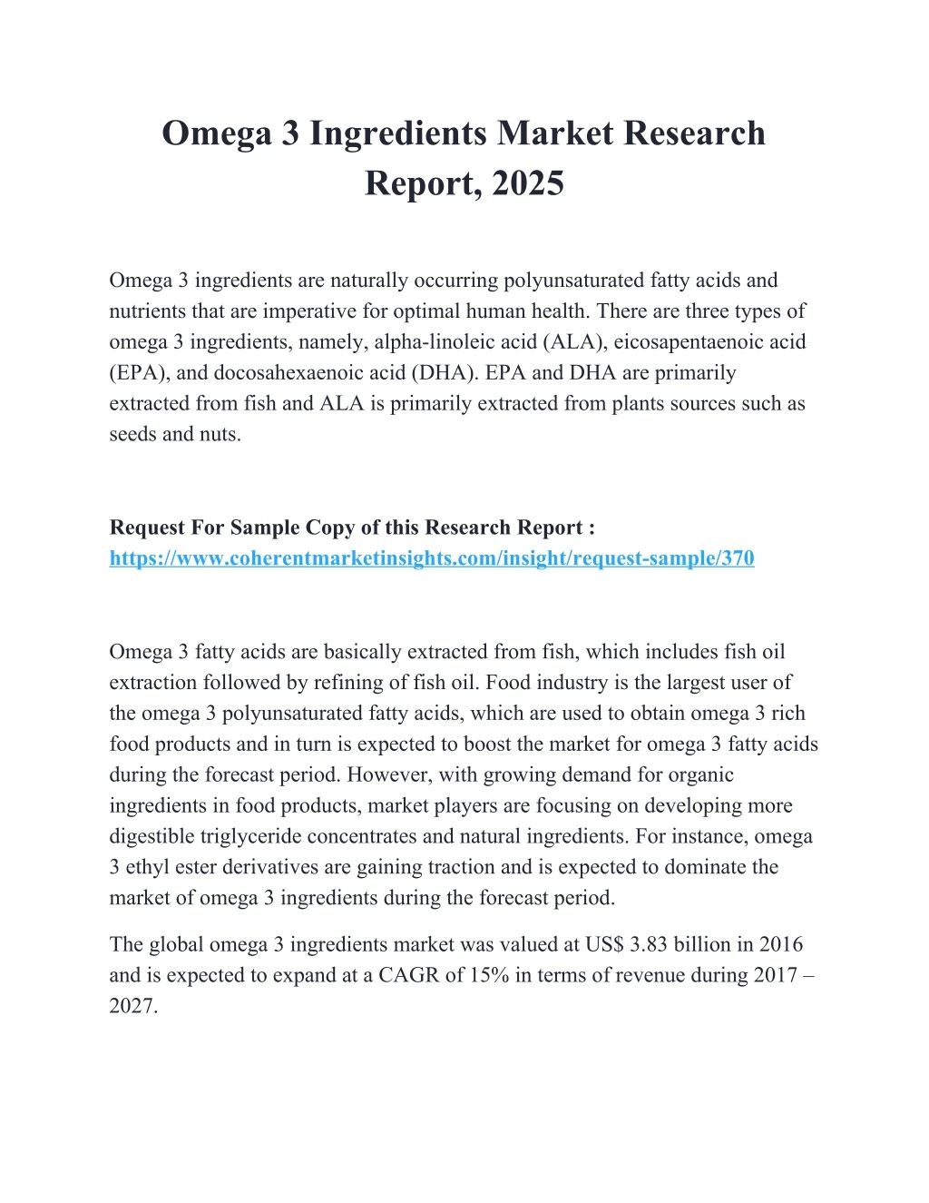 omega 3 ingredients market research report 2025