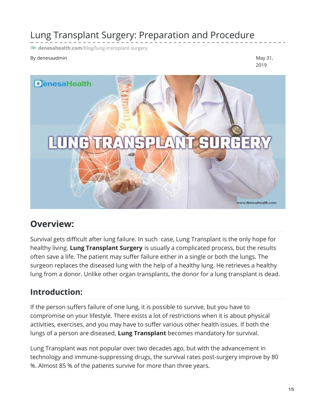 lung transplant surgery preparation and procedure