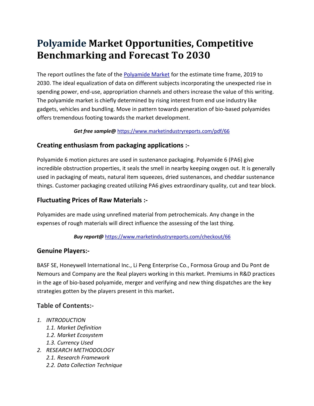 polyamide market opportunities competitive