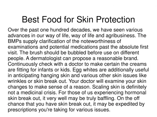 Best Food for Skin Protection