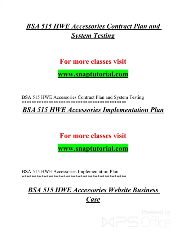 BSA 515 EXceptional Education/snaptutorial.COM