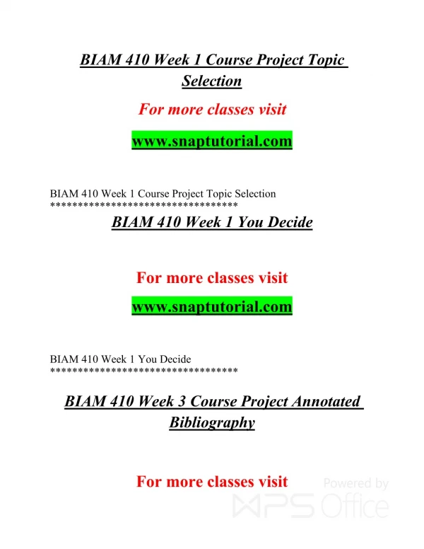 BIAM 410 EXceptional Education/snaptutorialcom