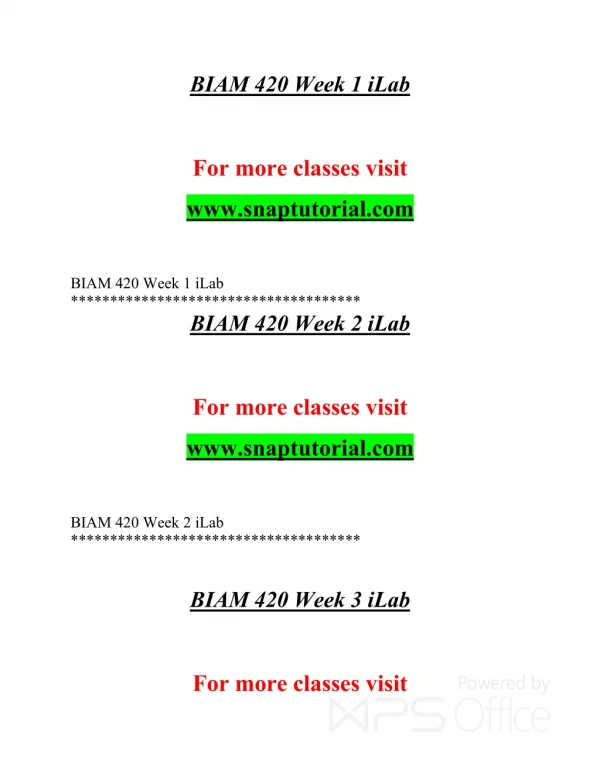 BIAM 420EXceptional Education/snaptutorial.COM