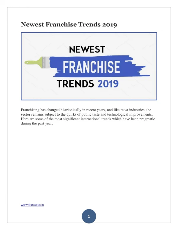 Newest Franchise Trends 2019 Franchising