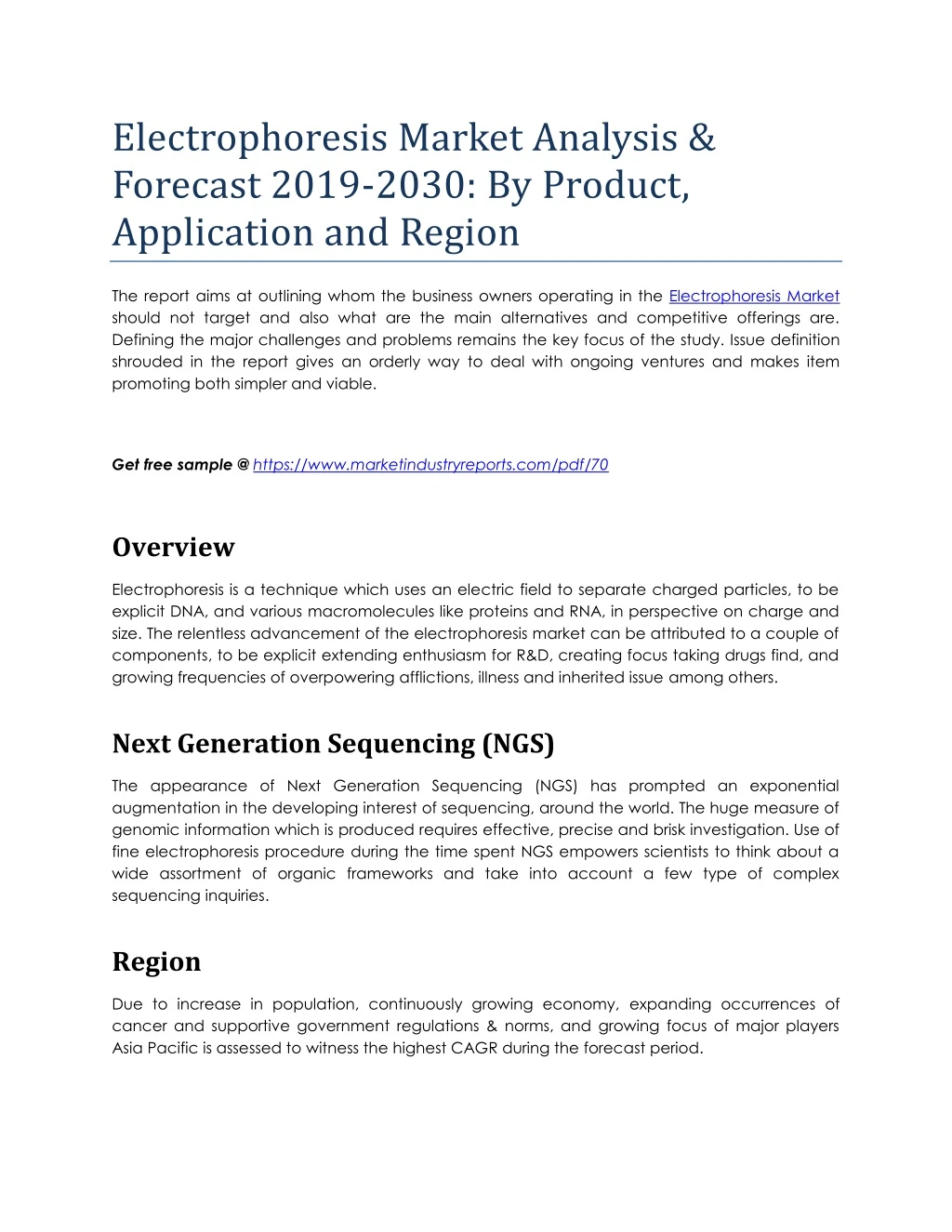 electrophoresis market analysis forecast 2019