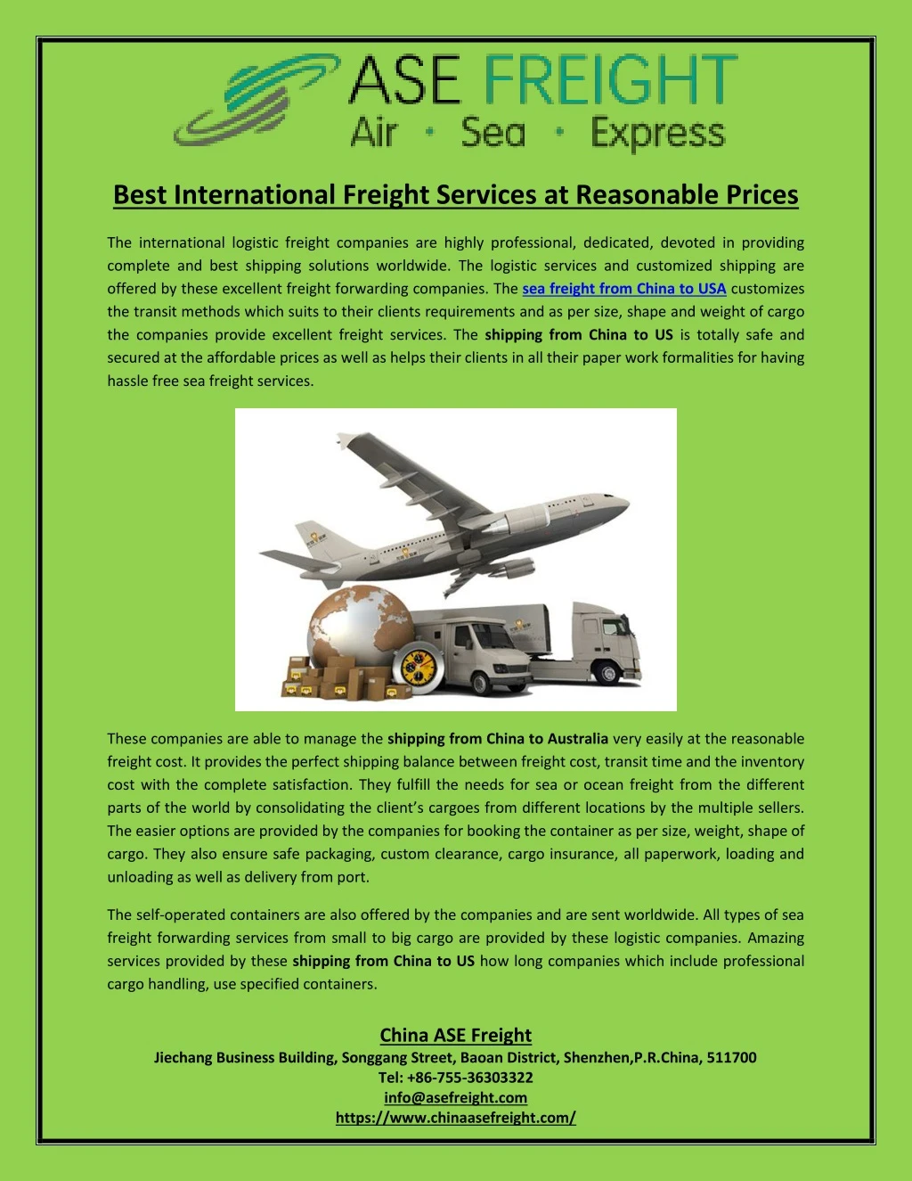 best international freight services at reasonable