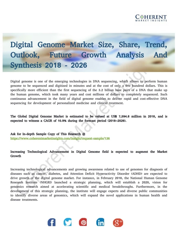 Digital Genome Market to See Modest Growth Through 2026