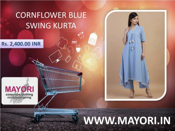 CORNFLOWER BLUE SWING KURTA - MAYORI CONSCIOUS CLOTHING