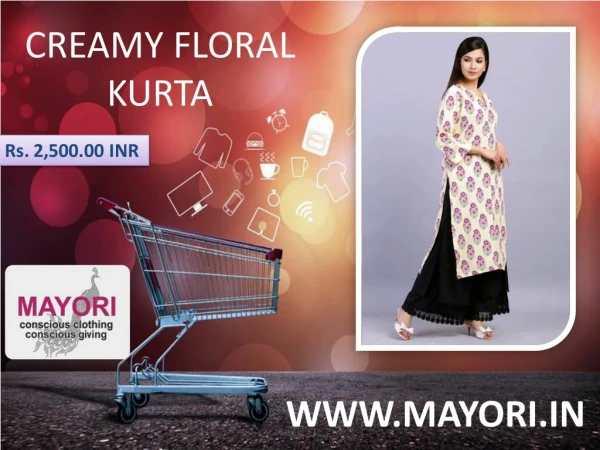 CREAMY FLORAL KURTA - MAYORI CONSCIOUS CLOTHING