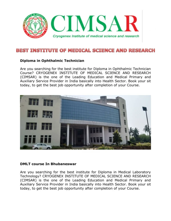 BEST INSTITUTE OF MEDICAL SCIENCE AND RESEARCH
