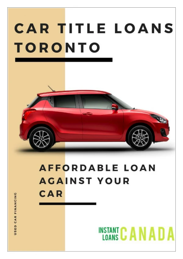 Need Quick Cash in Emergency Get Car Title Loans in Toronto