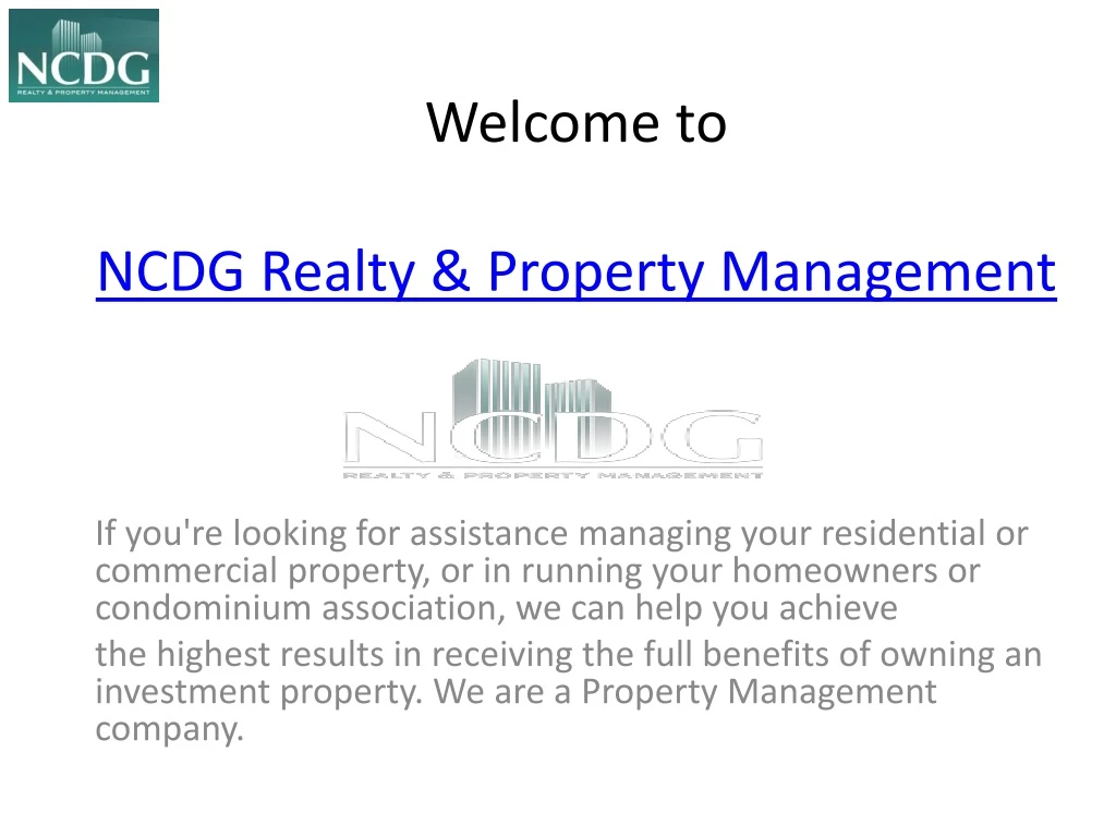welcome to ncdg realty property management
