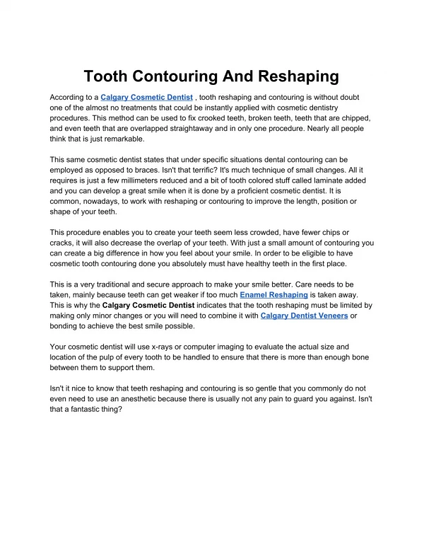 Tooth Contouring And Reshaping