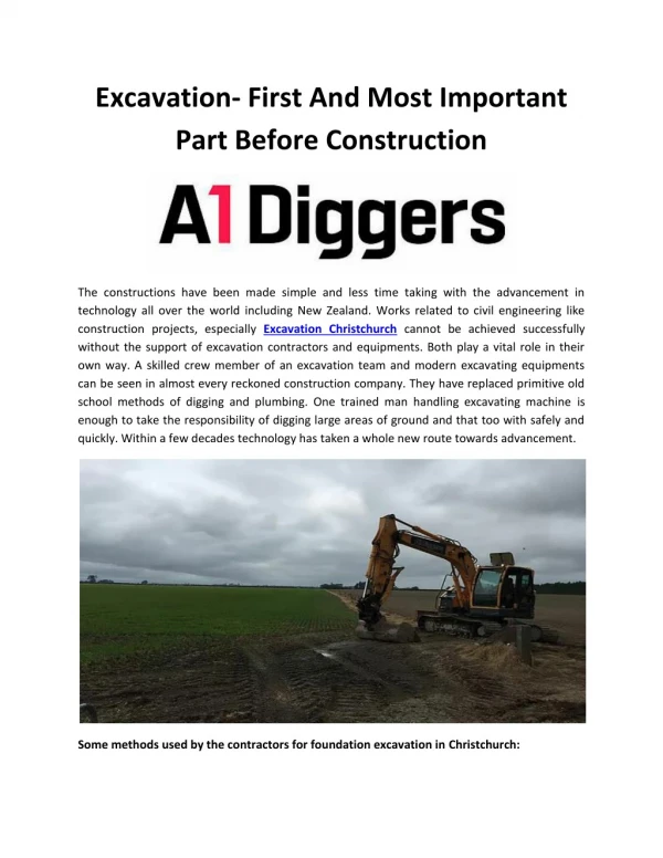 Excavation- First And Most Important Part Before Construction
