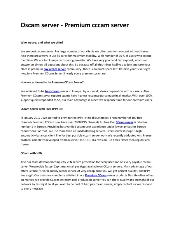 oscam server premium cccam server