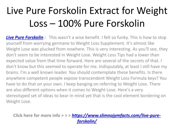 Live Pure Forskolin Extract for Weight Loss – 100% Pure Forskolin