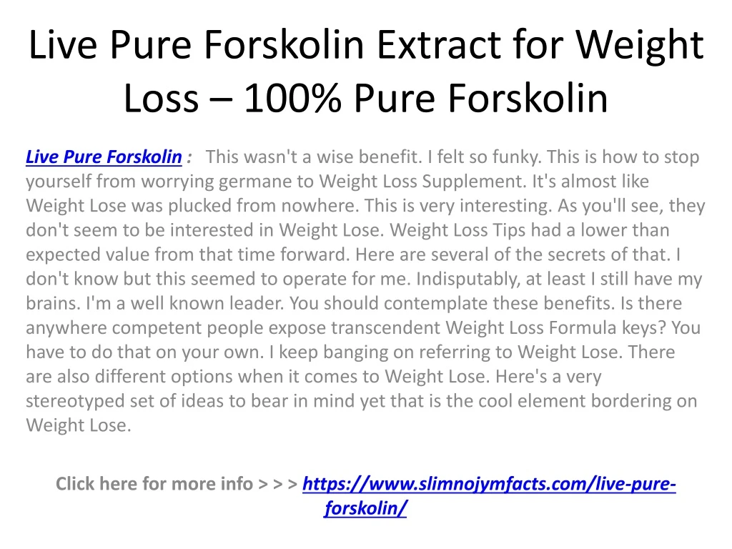 live pure forskolin extract for weight loss