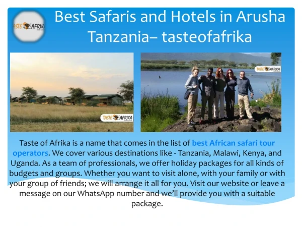 Best Safaris and Hotels in Arusha Tanzania– tasteofafrika