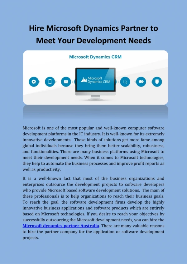 Hire Microsoft Dynamics Partner to Meet Your Development Needs