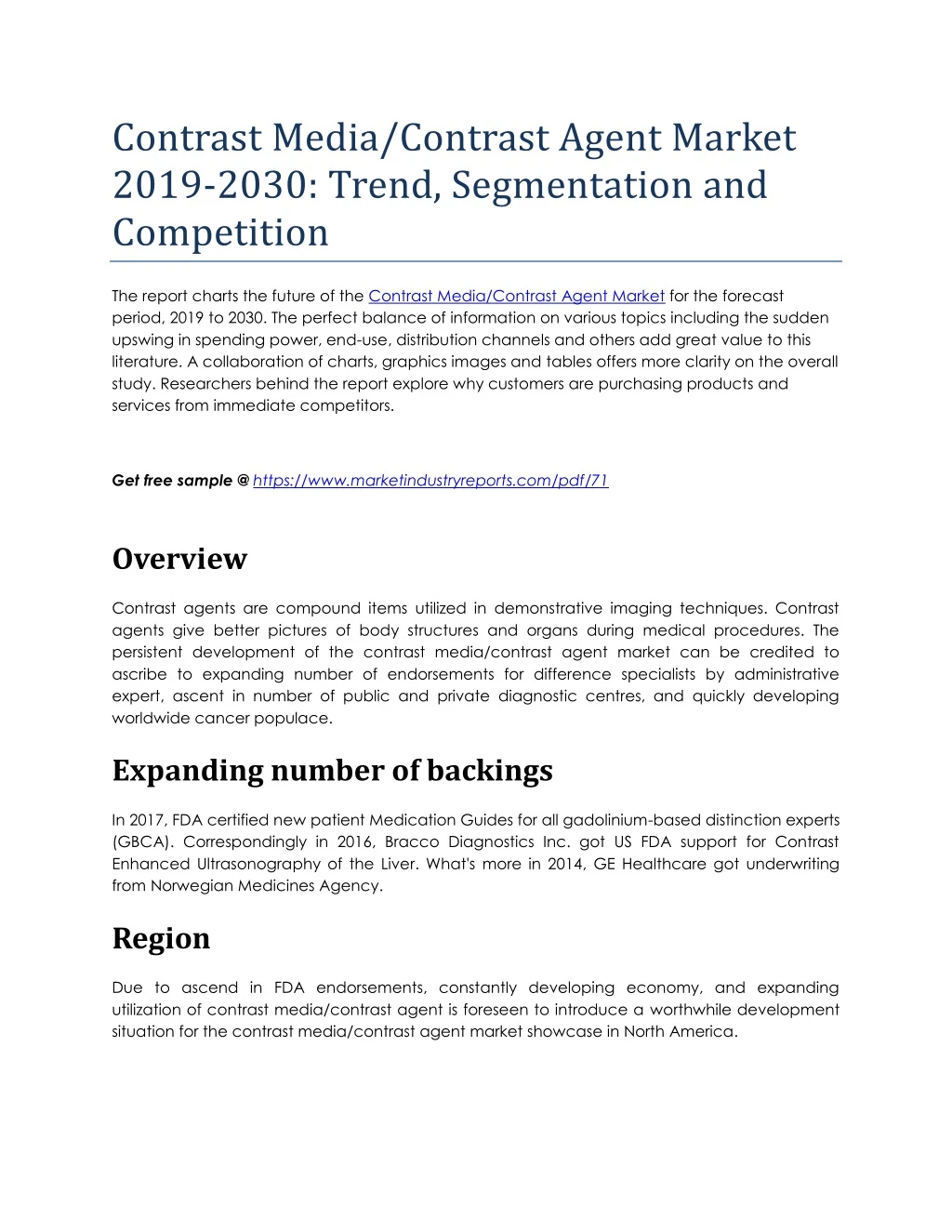 contrast media contrast agent market 2019 2030