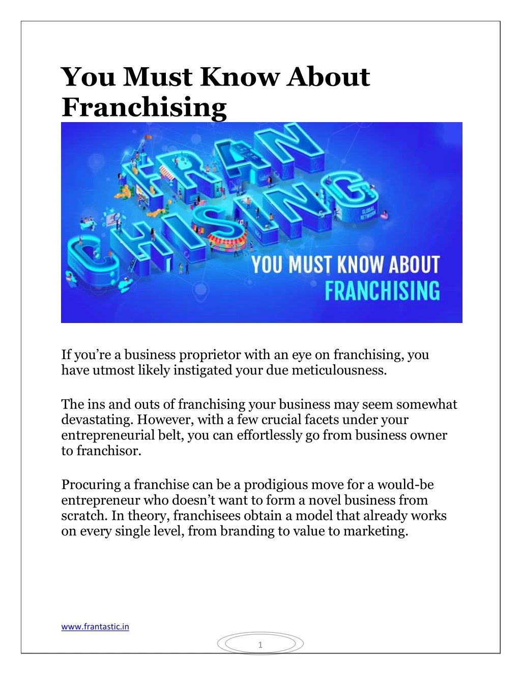you must know about franchising