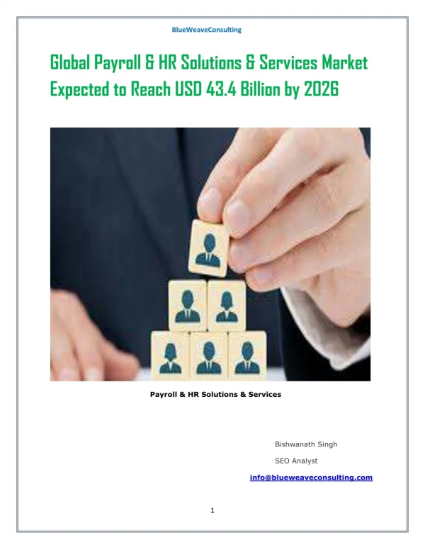 Global Payroll & HR Solutions & Services Market Expected to Reach USD 43.4 Billion by 2026