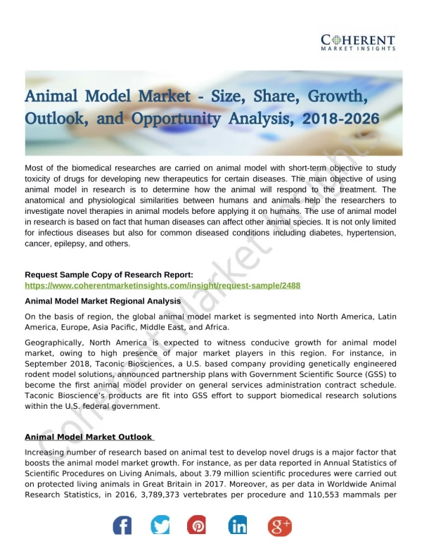 Animal Model Market Size, Projections, Drivers, Trends, Vendors, and Analysis Through 2026