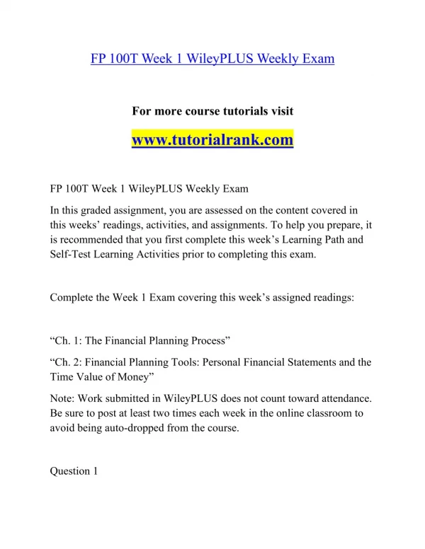 FP 100T Social Responsibility / tutorialrank.com