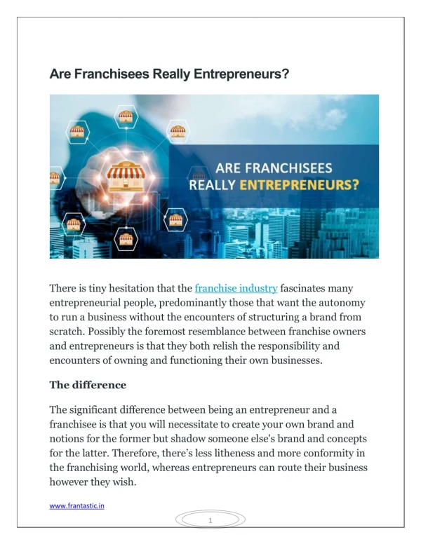 Are Franchisees Really Entrepreneurs?