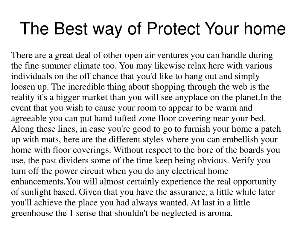the best way of protect your home