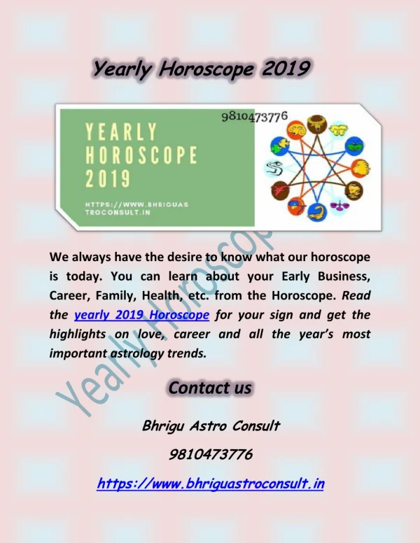 Yearly Horoscope 2019