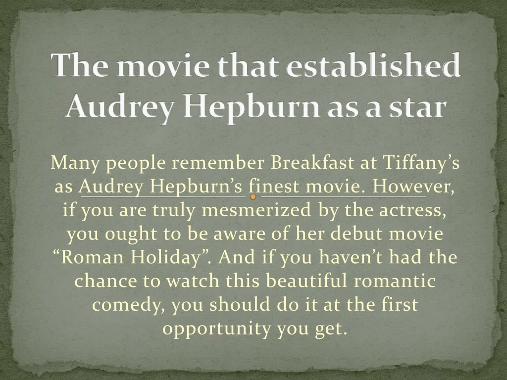 the movie that established audrey hepburn as a star