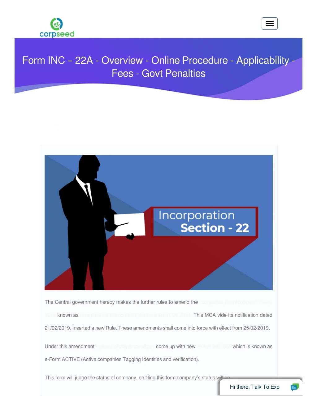form inc 22a overview online procedure
