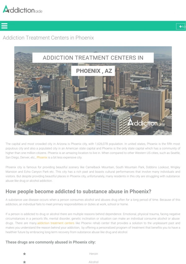 Addiction Treatment Centers in Phoenix