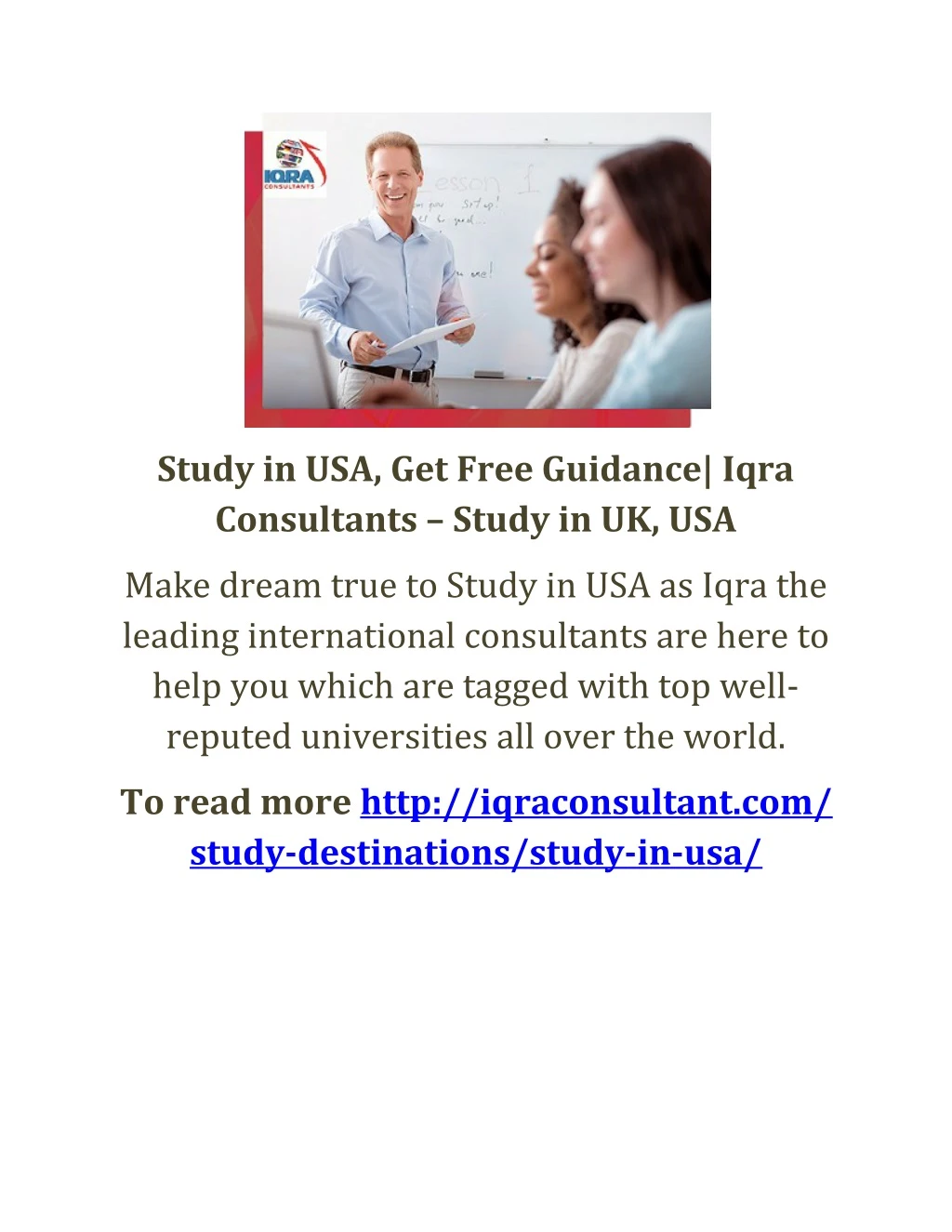 study in usa get free guidance iqra consultants
