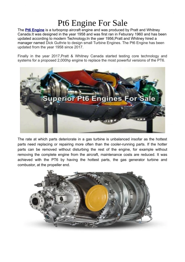 Pt6 Engine For Sale