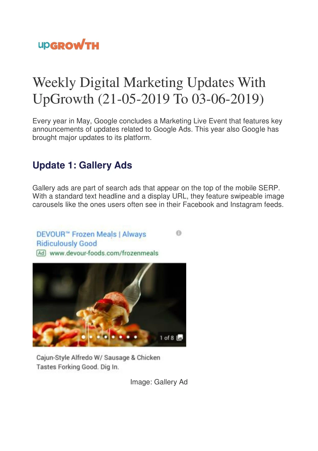 weekly digital marketing updates with upgrowth