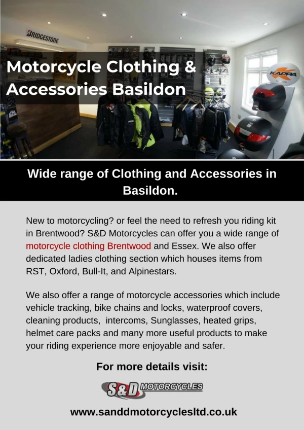 Motorcycle Clothing & Accessories Basildon