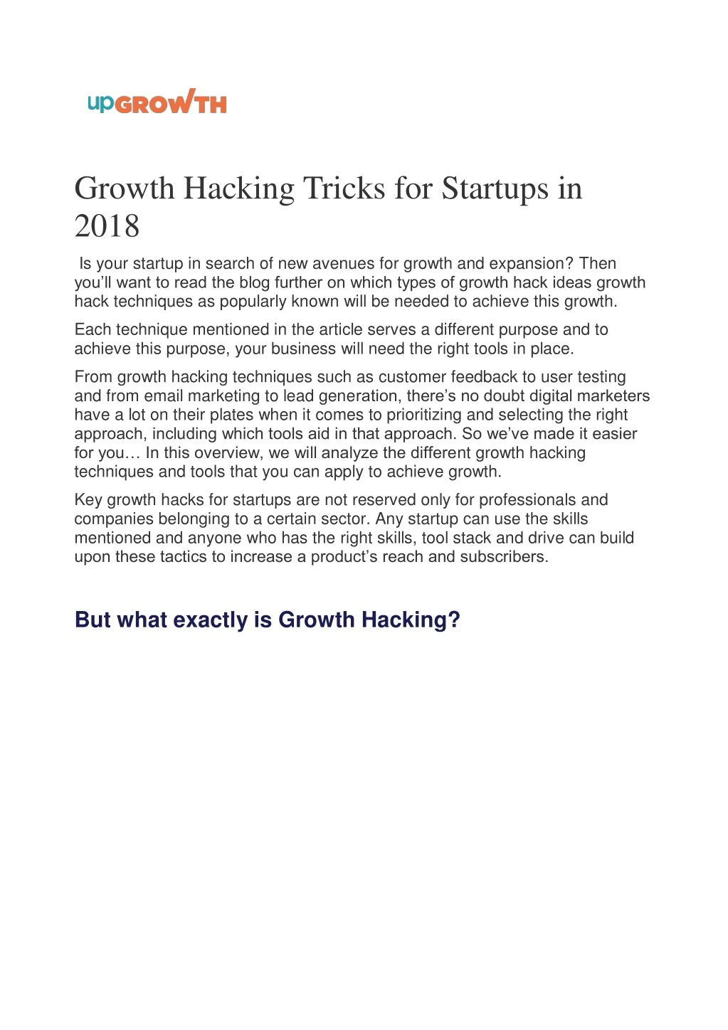 growth hacking tricks for startups in 2018