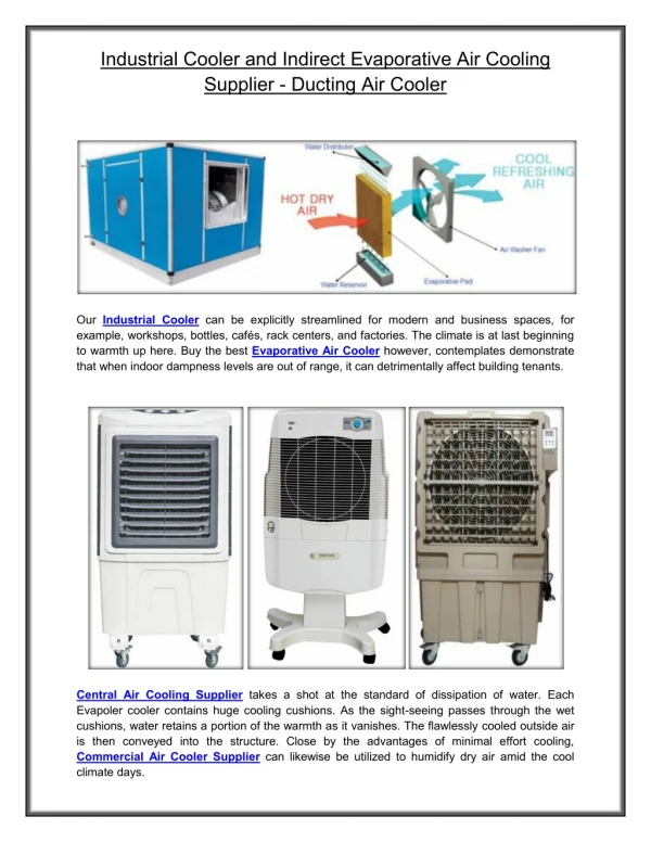 Industrial Cooler and Indirect Evaporative Air Cooling Supplier - Ducting Air Cooler