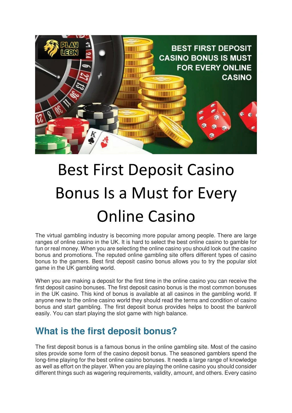 best first deposit casino bonus is a must