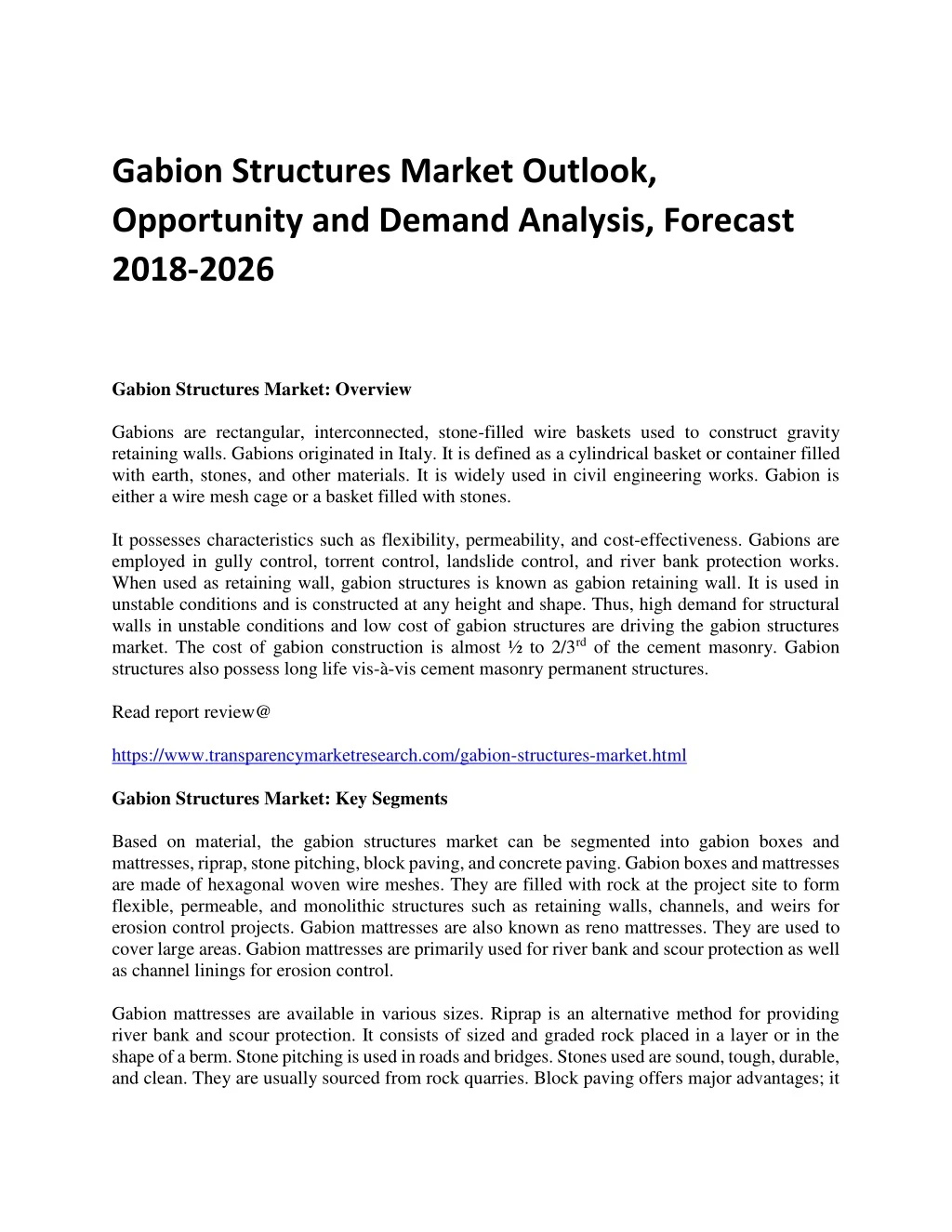 gabion structures market outlook opportunity