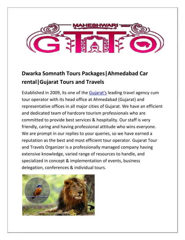 Dwarka Somnath Tour Packages|Hire Car In Ahmedabad|Gujarat Tours And Travels