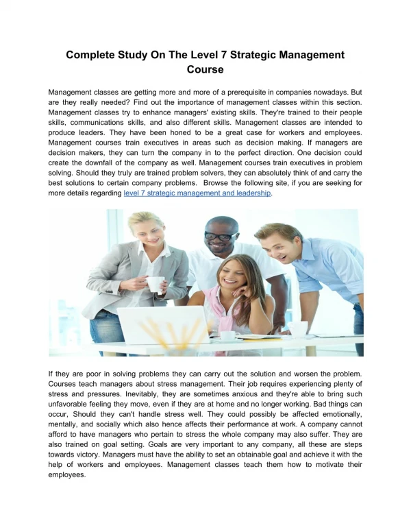 Complete Study On The Level 7 Strategic Management Course