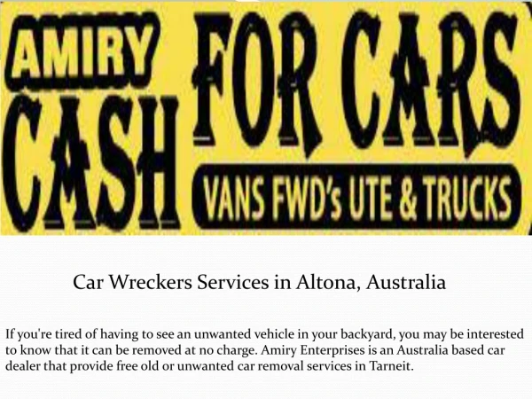 Car Wreckers Services in Altona, Australia