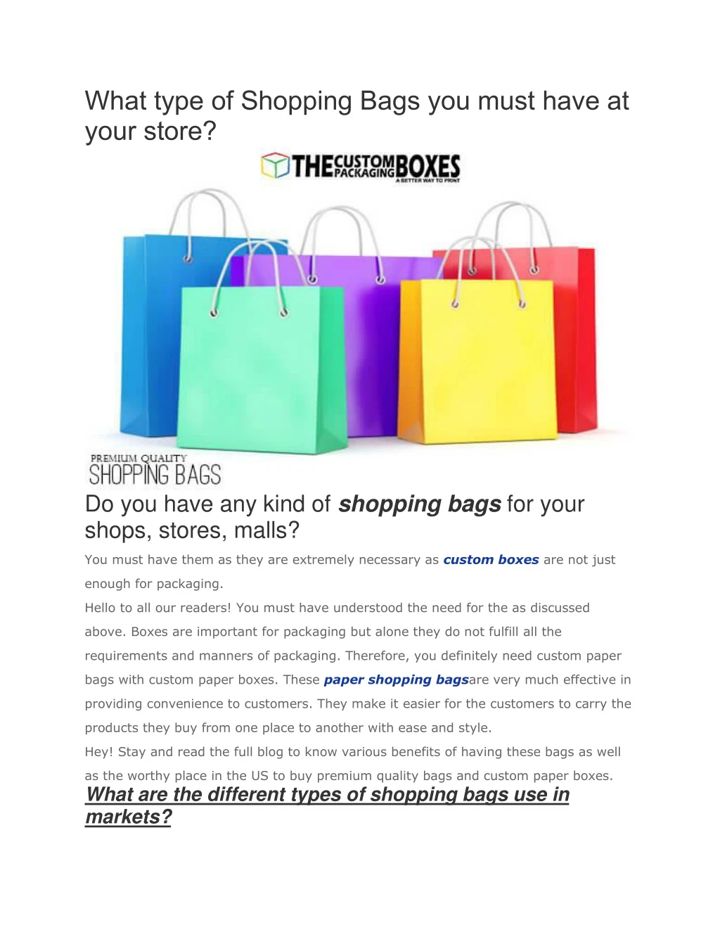 what type of shopping bags you must have at your