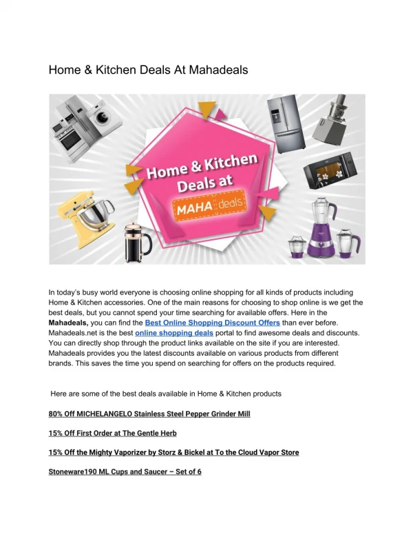 Home & Kitchen Deals At Mahadeals
